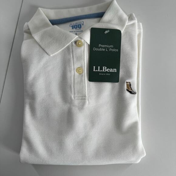 NEW Old Stock LL Bean Polo Shirt 100 Year Edition With Boot Logo White small - Picture 8 of 9